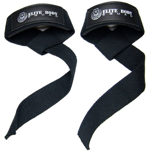 Elite Body Squad Pro Weight Lifting Straps Lifting Straps With Neoprene Padded Wrist Support + Double Stitched 100% Cotton – 60cm Long Heavy Duty Wrist Straps For Weight TraininG