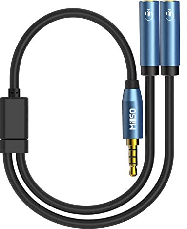 MillSO Adattatore Y da 3,5 mm a 4 pin, Spina TRRS a 2 prese TRRS (standard CTIA) distributore per cuffie, splitter per cuffie per telefono cellulare, laptop, PC e lettore MP3-0.3 metro