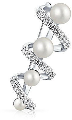 Brautmode Erklärung Kristall Spirale Abgestufte Weiße Simulierte Perle Schal Brosche Pin Für Frauen Versilbert