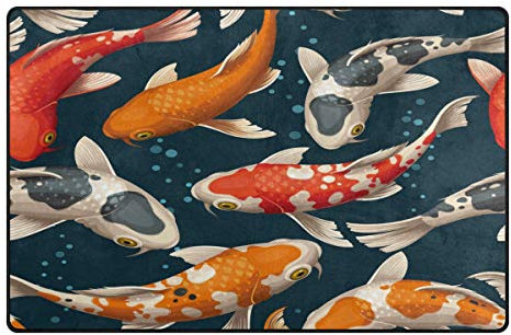 Use7 Koi Fisch Meer Ozean Teppich Teppiche rutschfeste Bodenmatte Fußmatten Wohnzimmer Schlafzimmer 50 x 80 cm