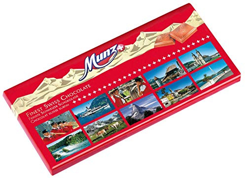 Munz Swiss Touristik Views | Vollmilchschokoladentafel | 12 x 100g - 1,2kg | Schweizer Milchschokolade, Geschenk Edition, beliebtes Mitbringsel, mit bester Alpenmilch