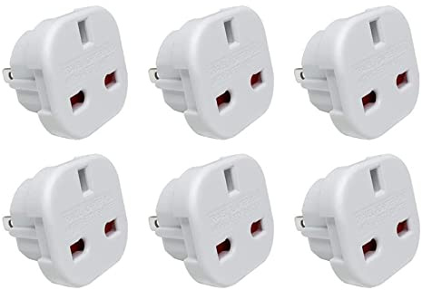 Jsdoin UK to US Plug Adaptor 3 pin to 2 Pin Flat Travel Adapter for USA, Canada, Mexico, Thailand, Refer to Description for country list US (6 Pack)