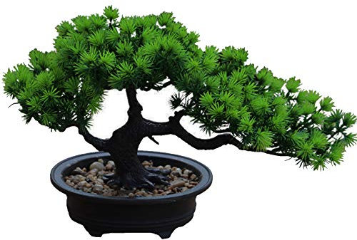 Aisamco Artificial Bonsai Tree Fake Plant Decoration Potted Artificial House Plants Japanese Pine Bonsai Plant 19 cm in Height 34 cm in Width for Home Decoration Desktop Display