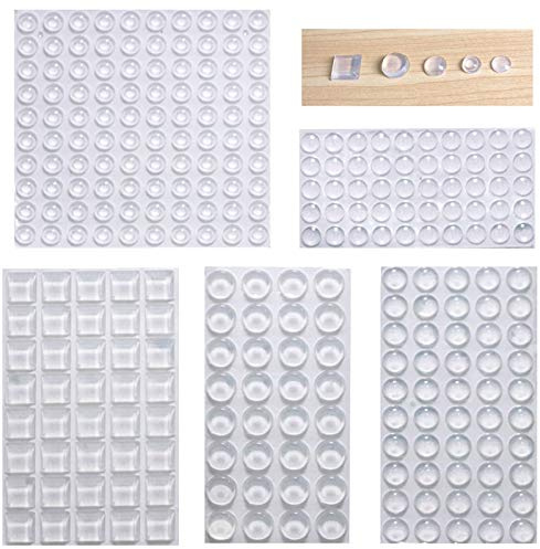 Cabinet Door Bumpers Clear Self Adhesive Noise Dampening Bumper Pads 272Pcs Silicone Rubber Bumpers for Drawers Picture Frames Cutting Board and Furniture Surface Protection 5 Sizes Pack