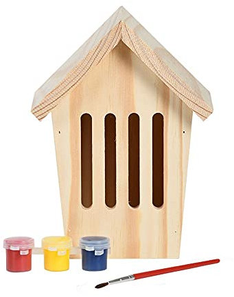 Rivanto® DIY Schmetterlingskasten, Schmetterlingshaus selbst bemalen, L 11,5 x B 14,6 x H 19,7 cm