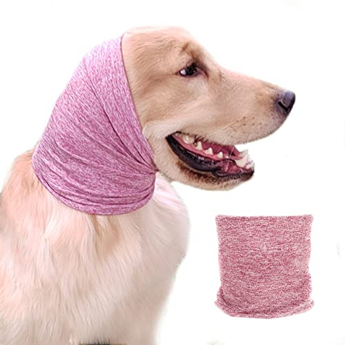 Pattepoint Snood per Cani per Toelettatura, Scaldacollo e Orecchie, Protezione per le Orecchie del Cane per Alleviare l'ansia e Calmante, Felpa con Cappuccio per Cani, Rosa L