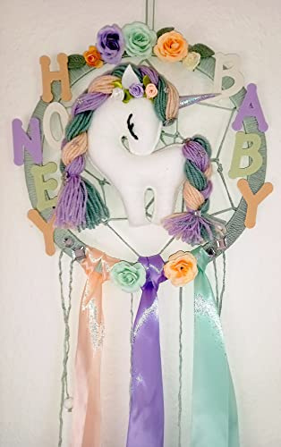 Personalisierte Kinder Geschenk, Traumfänger mit Einhorn, tür Kranz, kinder Schild