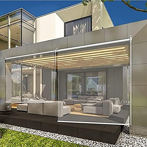 YUYI Seitenzug- & Springrollos Rollo Sonnenschutzrollo Klemmrollo Fensterrollo Transparente PVC Gardinen für Balkon - Outdoor Vorhang Wasserabweisend für Terrasse & Gartenlaub(Size:85×100cm(33.4×3