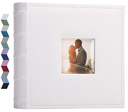 Vienrose Photo Albums 6x4 (15x10 cm) 200 Pockets Linen Cover with Memo Spaces Photobook Large Capacity Pictures Album Memory Book for Wedding, Family, Baby, Holidays, Special Occasions, White