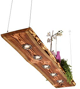 Blockholz-Schmiede Deckenlampe Holz geflammt für die Küche - Wohnzimmer vintage Hängelampe – Esszimmer Pendelleuchte – Deckenleuchte mit LED Beleuchtung (80cm 3 LEDs, 5w Dimmbar per Lichtschalter)