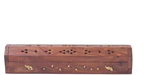 Räucherstäbchenbox, Räucherstäbchenhalter für Stäbchen und Kegel aus Holz, 30 cm