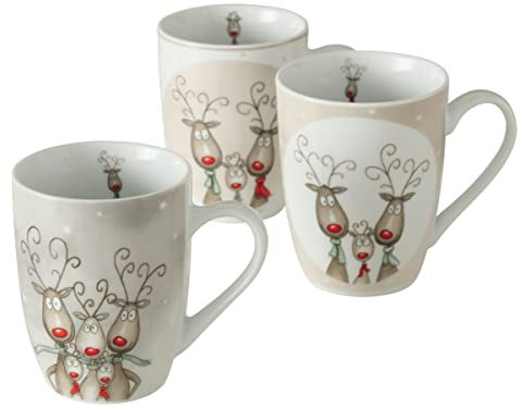 3 Stk Kaffeetassen Schneemann Vogel Winter b342 rot scwarz weiss 330ml Frohe Weihnachten Tassen Becherset Weihnachtsdeko Geschirr Tiere Vögel Elche Kaffeepott Kaffeebecher