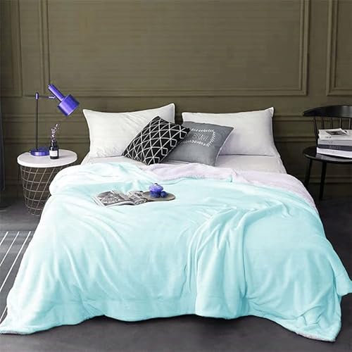 LUBOSE Weiche und warme Sofa- und Bettdecke, Kaschmirdecke, doppelseitige Fleecedecke, warme Winterdecke, Reisedecke, Mehrzweckdecke (150 x 200 cm, blau)