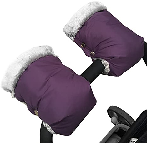 SONARIN Handmuff, varm vinter fleece barnvagn handhandskar handvärmare vattentäta vindtäta barnvagnshandskar vantar handmuff universal för barnvagn buggy barnvagn (lila)