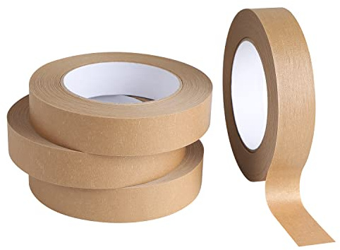 Lichamp 4 Pack Brown Painters Tape 1 inch, Brown Masking Tape 1 inch x 55 Yards x 4 Rolls (220 Total Yards)