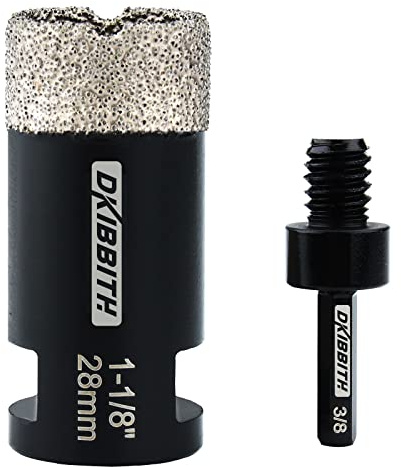 1-1/8 Diamond Hole Saw, Diamond Drill Bits 1-1/8 in Dia for Granite Tiles Quartzite Marble Concrete Porcelain Ceramic Stones, with 5/8-11 Thread for Angle Grinders and 3/8” Hex Shank for Drills