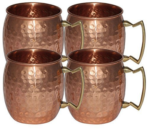 Devyome Lot de 4 tasses Moscow Mule en cuivre massif martelé 532 ml