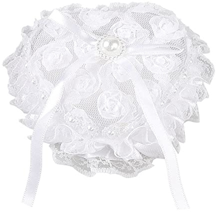 Romantic Wedding Ring Pillow,Heart Shaped Gift Ring Box Pillow Cushion Romantic Satin Rose Wedding Ring CushionJewelry Box Cushion Bearer for Beach Wedding Party Ceremony Wedding Favours