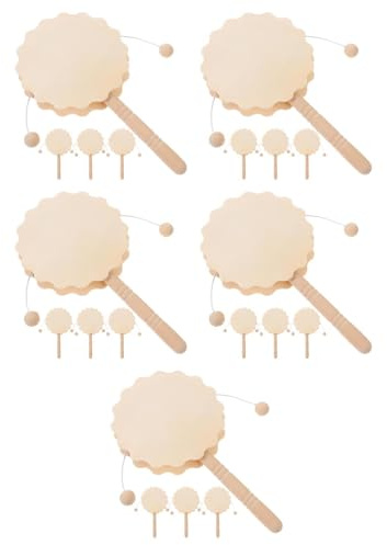 VILLCASE 20 Stück Diy Unfertige Holzrassel-Trommeln Baby Musikinstrumente Pädagogisches Spielzeug Kreatives Basteln Und Handbemaltes Holzhandwerk