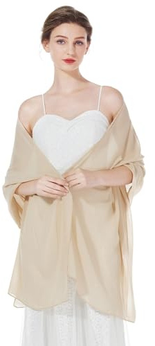 BEAUTELICATE Chal de Gasa Mujer Estola Capa Poncho Graduación para Novia Boda Fiesta Elegante Cerimonia Evento Noche (Champán,Plus Size)