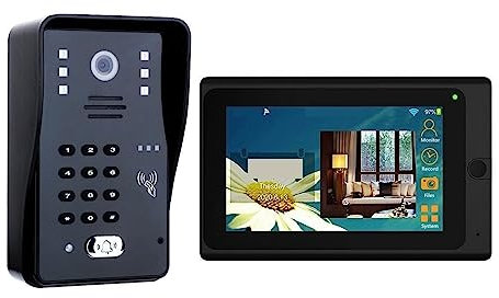 HAVERN 7-inch WiFi Video Intercom System, Wireless Video Door, Telephone Doorbell Kit, Electromagnetic Plug Lock, Mobile App Unlocking (Color : Standard)