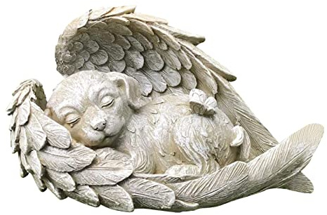 Linsition Engel Hund Katze Dekoration | Katze Hund Engel Haustier Denkmal Grab Marker Tribut Statue, Deko Haustier Gedenken Tier Garten Statue, Polyresin, Gedenkstein Katze/Hund