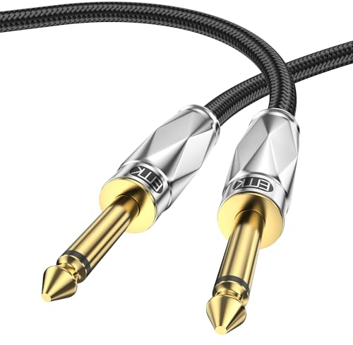 EMK 6.35mm Guitar Cable 8m, Braided Guitar Lead Instrument Cables 6.35mm 1/4 Inch Jack to Jack Cord for Electric Guitar, Bass, Amplifier, Speaker, Mandolin, Pro Audio, Keyboard
