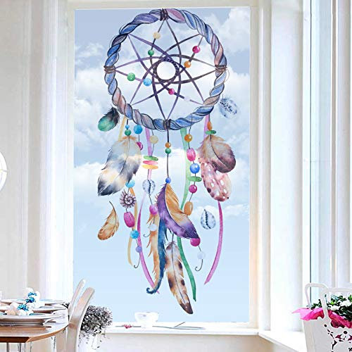 Sichtschutzfolie 3D Fensterfolie Glasdekorfolie PVC für Badezimmer Kinderzimmer Küche,Schlafzimmer Wohnzimmer Esszimmer Büro Hotels Klassenzimmer 44.5cmx300cmTraumfänger