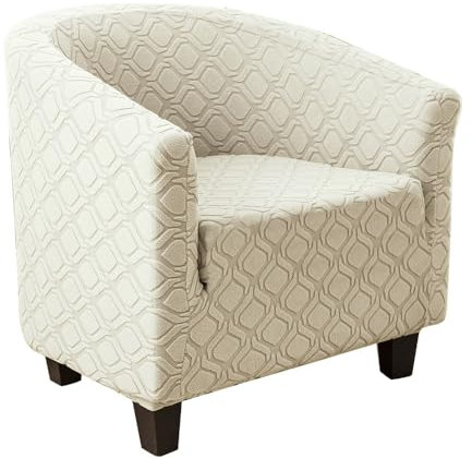 Morbuy Jacquard Sesselhussen Sesselbezug Stretch Sesselschoner Sesselüberwurf Elastisch Sofahusse Husse Sofabezug für Clubsessel Loungesessel Cocktailsessel (Beige)