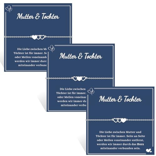 VU100 2/3 Stück Mutter Tochter Armband Mutter Tochter Geschenk | 316L Herzform Edelstahlarmband Geburtstag Geschenk für Mutter Tochter Mädchen
