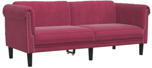 vidaXL Sofa, Polstersofa 2-Sitzer mit Stützbeinen, Zweisitzer Loungesofa Designsofa für Wohnzimmer, Couch Wohnzimmersofa, Weinrot Samt