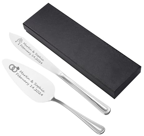 Lpraer Tortenheber inkl. Tortenmesser im Set mit persönlicher Gravur Hochzeit Kuchen Servierset aus Edelstahl Einzigartige Geschenke für Jahrestag Geburtstag Partys, Hochzeitsgeschenke für Brautpaare