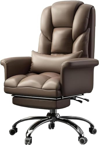 LUCEAE Ergonomic Executive Office Chair,PU Leather Swivel Liftable Boss Chair, with Footrest & 360°Rotation Casters,Extra Padded Armrest Large Seat,Computer Chair,Easy to Assemble (Color : C)