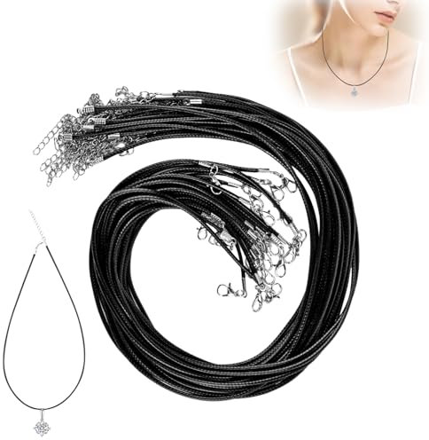 20 Piezas Cordón de Collar Encerado con Cierre, Cadena de Cordón de Cuero, Cordon Cuero para Colgante, 2mm Cuerda Trenzada para Manualidades, para Pulsera de Bricolaje Collar Fabricación de Joyas