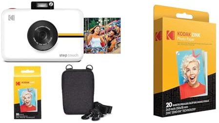 KODAK Step Touch Cámara Digital de 13 MP e Impresora instantánea con Pantalla de 3,5 (Blanco) & Papel Fotográfico Zink Premium de 2X3 Pulgadas (20 Hojas) Compatible con Smile
