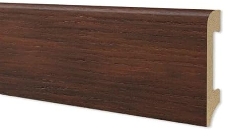 Battiscopa in duropolimero effetto legno noce - Zoccolo da cucina 2000x75x14 mm - Battiscopa resistente agli urti (2 Pezzi da 1000x75x14 mm)