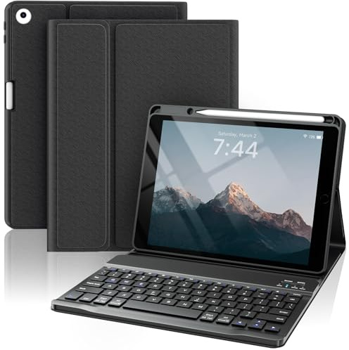 OPAKIT Funda de teclado para iPad de 9.7 pulgadas de 6ª/5ª generación, modelo 2018/2017, Air 2 (2014), funda magnética desmontable con soporte para lápiz para iPad 9.7 (negro)