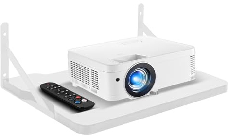 White Small Mini Projector Shelf/Projector Wall Mount Floating Shelf/Router Shelf/Modem Cable Box Shelf/Projector Rack Holder/Projector Mount by MDF
