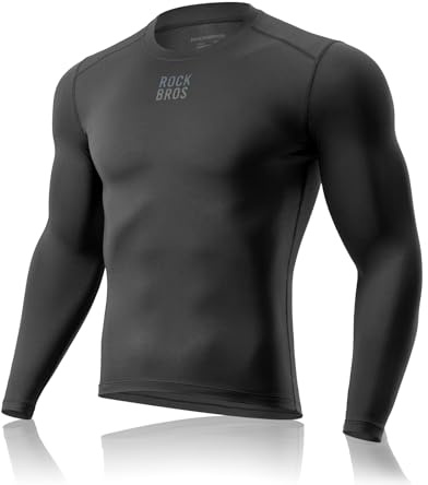 ROCKBROS sous Vêtements Thermique Homme pour Sport, Maillots d’Hiver Cyclisme Chaud à Manches Longues Chauffants Élastique, Noir, XL/XXL