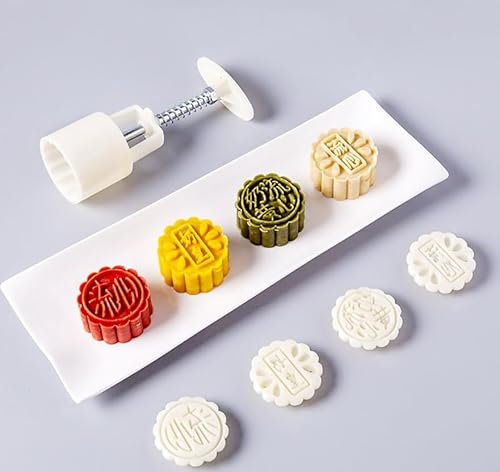 Baking Tools Mid-Autumn Mooncake Mould Press Handmade 3D Flower-Shaped Decoration Tools DIY Baking Accessories for Cake Cookie Biscuit Fondant Dessert Mooncake Mould,Mid Autumn Festival(B)