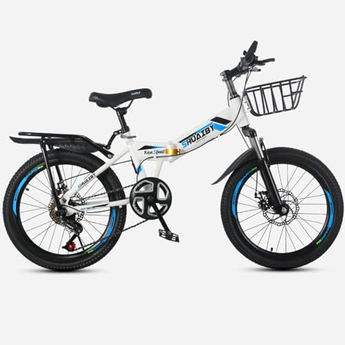 Klapprad Mountainbike 24 Zoll Rahmen aus Kohlenstoffstahl Doppelte Stoßdämpfung Doppelscheibenbremse Geeignet für Jugendliche E,20 inches