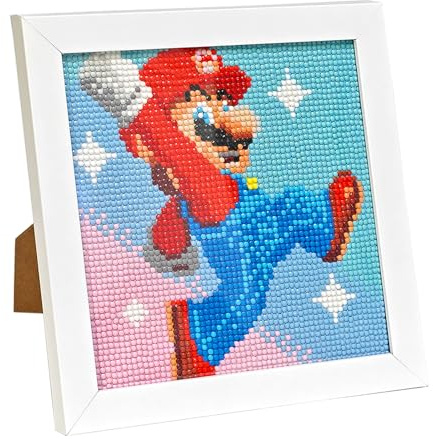 LAISU Diamond Painting mit Rahmen für Kinder ab 6 Jahre, Jugendliche‌ und Erwachsene Anfänger, Kleine 20x20cm Super Bros 5D Diamant Malerei Bilder, DIY Mosaik Kunst Bastelset für Jungen Mädchen