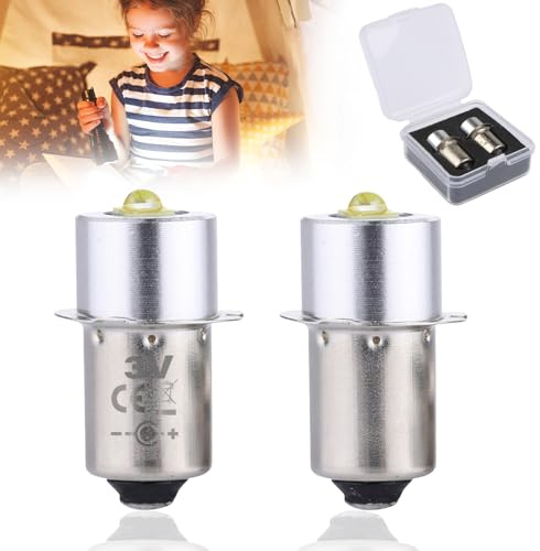 SRunDe 2 Stück LED-Taschenlampenbirne 3w 3v P13.5S | Notarbeitslichtlampe Ersatzlampe für 2 C/D Zellen, Ersatz für Led-Konvertierung Taschenlampe