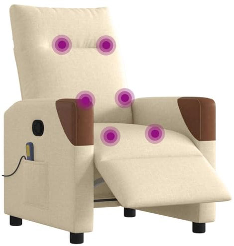vidaXL Elektrisk massagefåtölj gräddvit tyg