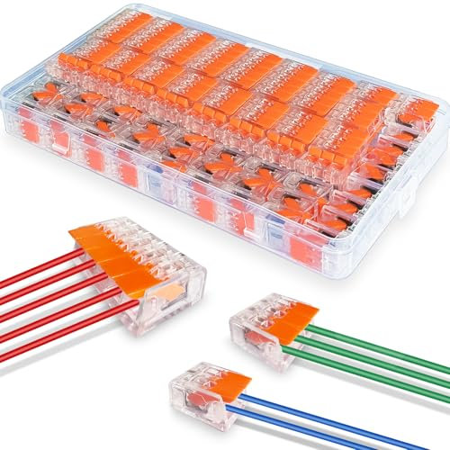 Peaceya 75 Pezzi Morsetti di Collegamento da 4 mm², Morsetto Elettrici Rapidi, Mammut per Cavi Elettrici, Connettori Elettrici Rapidi 2-3-5 Entrate