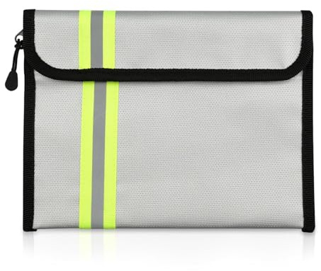 YunBey Pochette Ignifuge et Etanche, Petit Sac Ignifuge Pochette Document avec Velcro Scellé et Fermeture à Glissière Pochette Anti Feu pour Conserver Objets de Valeur