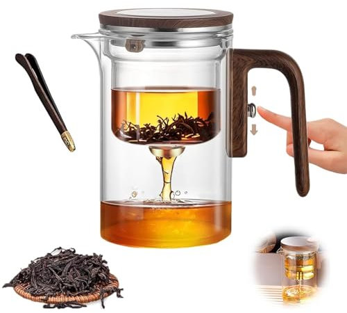VZXATYOP Witchcraft Magische Verzauberte Glasteekanne Enchanti Teekanne for Losen Tee Push Control Magische Teekanne Mit Magnetischer Filtration(Pot)