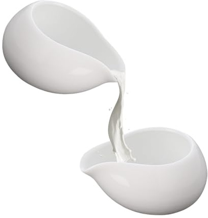 Sgphrzlt 2 Pack Mini Ceramic Creamer Pitcher for Milk Syrup, 100 ml Small Gravy Boat, Porcelain Dipping Sauce Bowl Cup Container for Tea Coffee, Serving Dispenser Accessories, White
