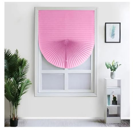 LNNXSZ Plissee Ohne Bohren Selbstklebende Plissee-Jalousien, Faltbare Vliesvorhänge for Küche, Balkon, Jalousien, Heim-Verdunkelungsjalousien for Fensterdekoration(Pink,S 60X150cm)