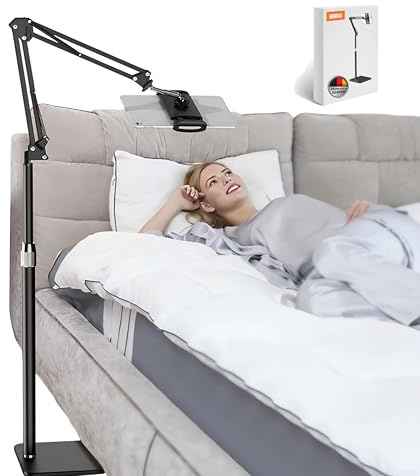 HENKi Tablet-Bodenständer, verstellbar, universal, um 360 Grad drehbar, Metall-Tablet-Halterung, Handy-Ständer für iPad/iPhoneX/iPad Pro oder andere 4,5~13 Zoll Geräte (schwarz)